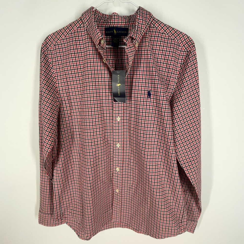 Ralph Lauren Long Sleeve Gingham Button Down Casual Shirt Boys XL (18-20) NWT